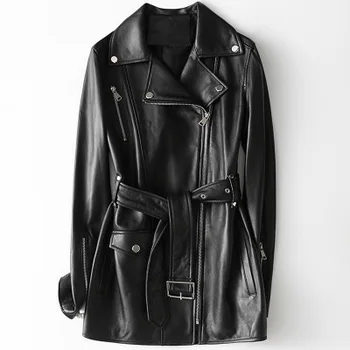 

2020 Women Spring Genuine Real Sheep Leather Jacket H51