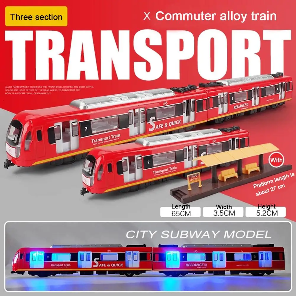 

Train Toy Simulation 1: 87 Commuter Pull Back Car Set Alloy High-speed Rail Toys Subway Train Light Rail Model
