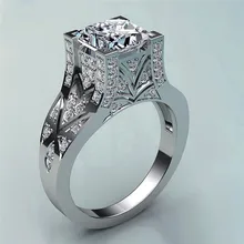Роскошное мужское женское большое кольцо с фианитом, модное свадебное оправа на леске, винтажное Серебряное кольцо для мужчин и женщин