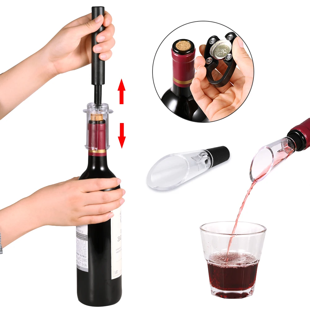 Wine Opener Air Pump Pressure Vacuum Wine Bottle Corkscrew Stainless Steel Pin Type Cork Out Tool Wine Opener Bar Accessories