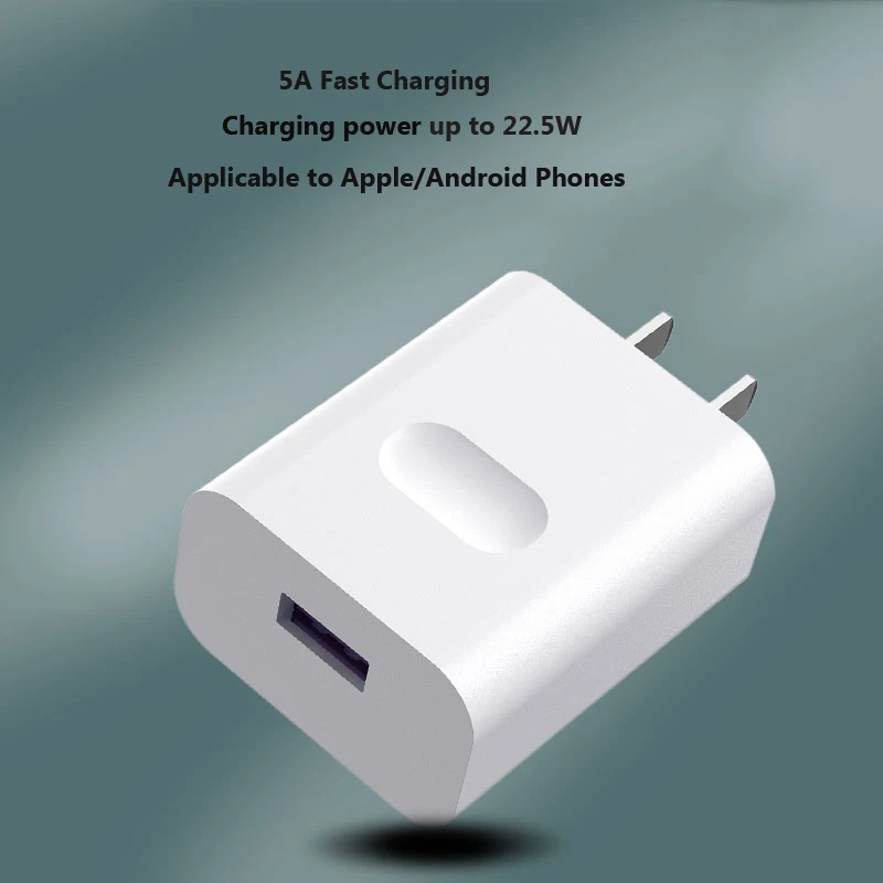 

Charger Adapter 5A Travel Plug 22.5W USB Charger for Apple Android Phone Universal Fast Charging Head