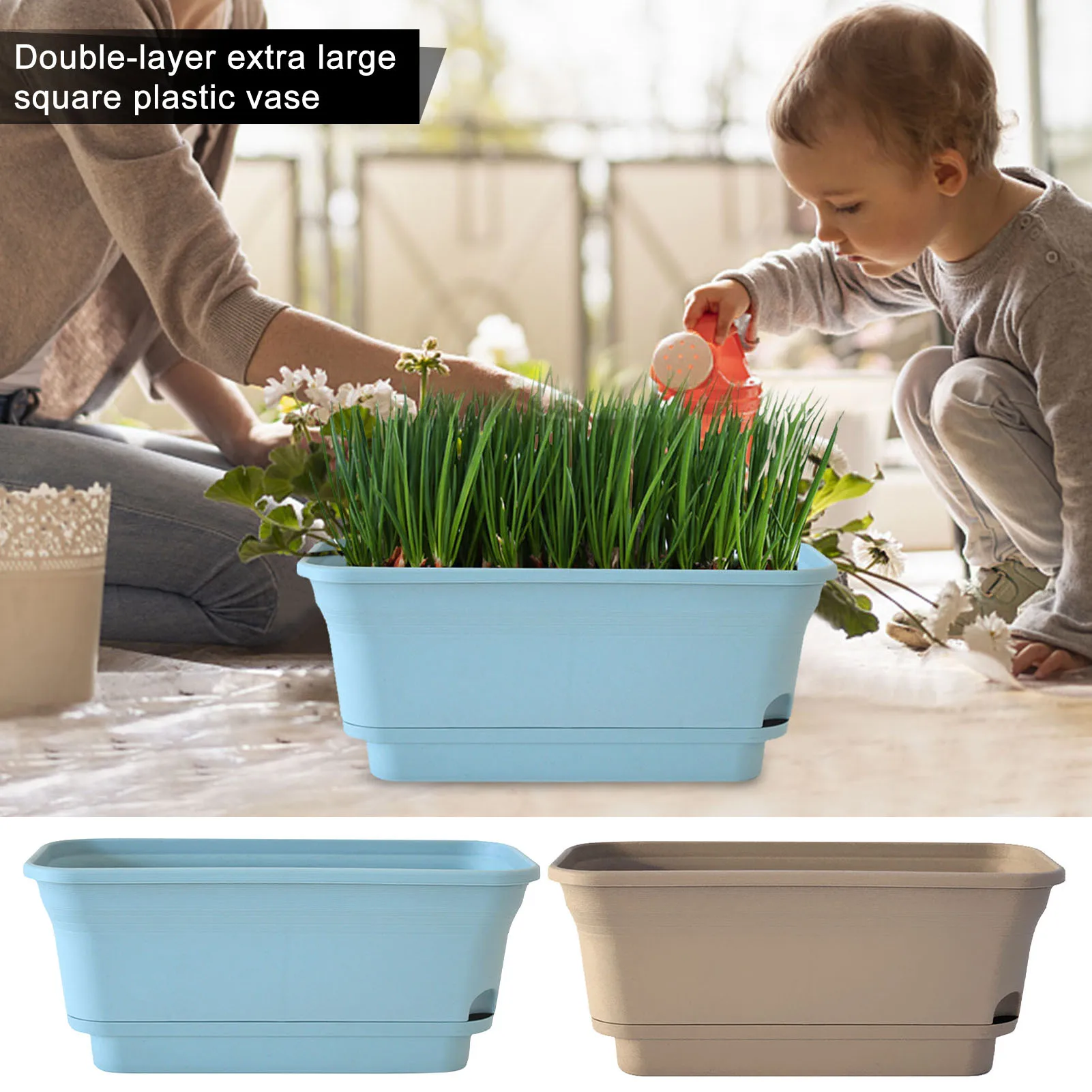 Flower Window Box Double-layer Plastic Rectangular Plant Pot Modern Decorative Pot/Window For All House Plants New | Дом и сад