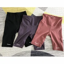 Модные байкерские шорты с буквенным принтом, высокая талия, женские короткие штаны, фитнес-активный широкий пояс, повседневные шорты для занятий йогой