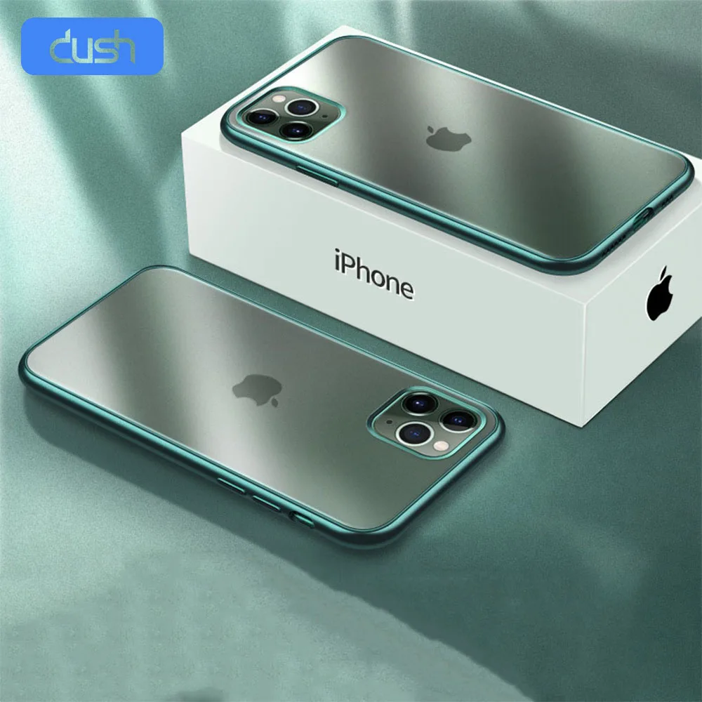 

DUSH Case For iPhone 11 Pro X XR XS Max 7 8 Plus 6S Luxury Color Matte Soft Silicone Shockproof Armor Case Clear Phone Cover