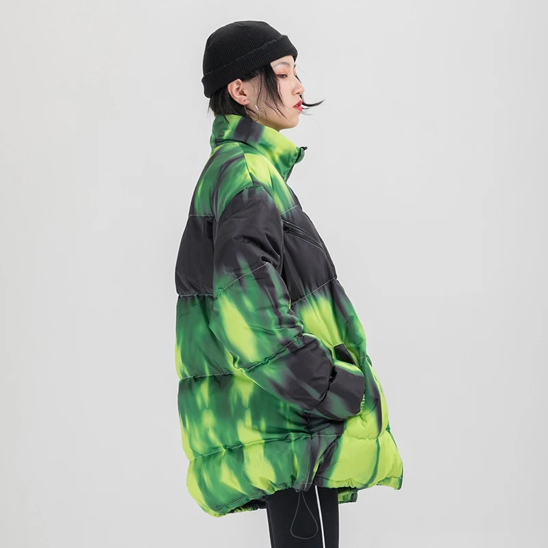 Иллюзия Tie Dye Puffer стеганая зимняя куртка мужская парка хип хоп уличная пуховик