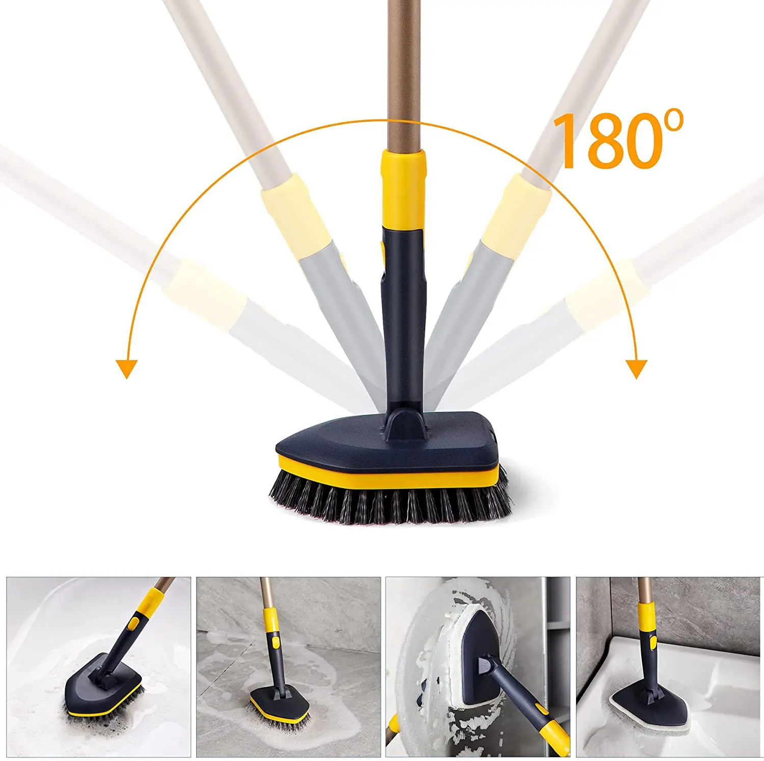 Telescópico Ajustável, Cerdas Stiff, Escovas, Tile Scrubber Tools, 2 em 1, 58,2 em