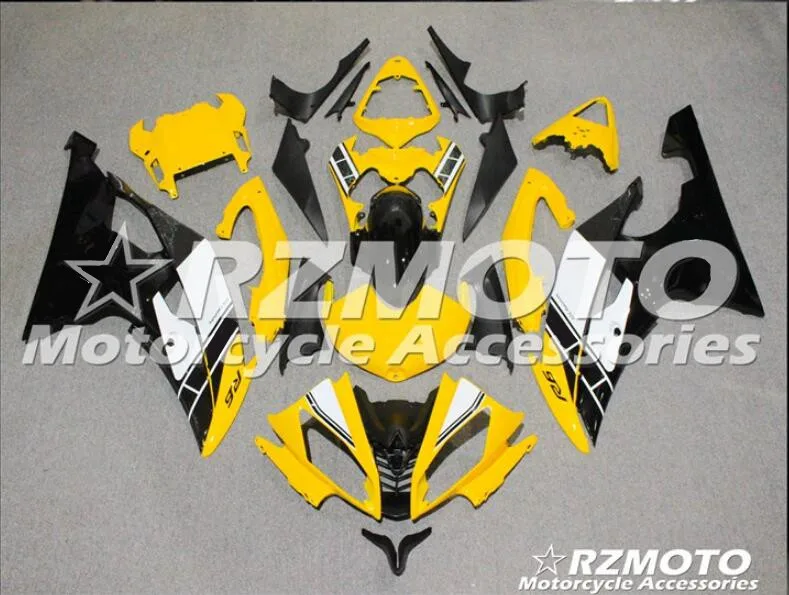 Набор впрыскивателей Мотоцикл Обтекатели Fit для YAMAHA YZF-R6-600 2008- 08-16 обтекатель КУЗОВ комплект желтого, черного и белого цвета, из коллекции Zapatos - Цвет: yellow black white