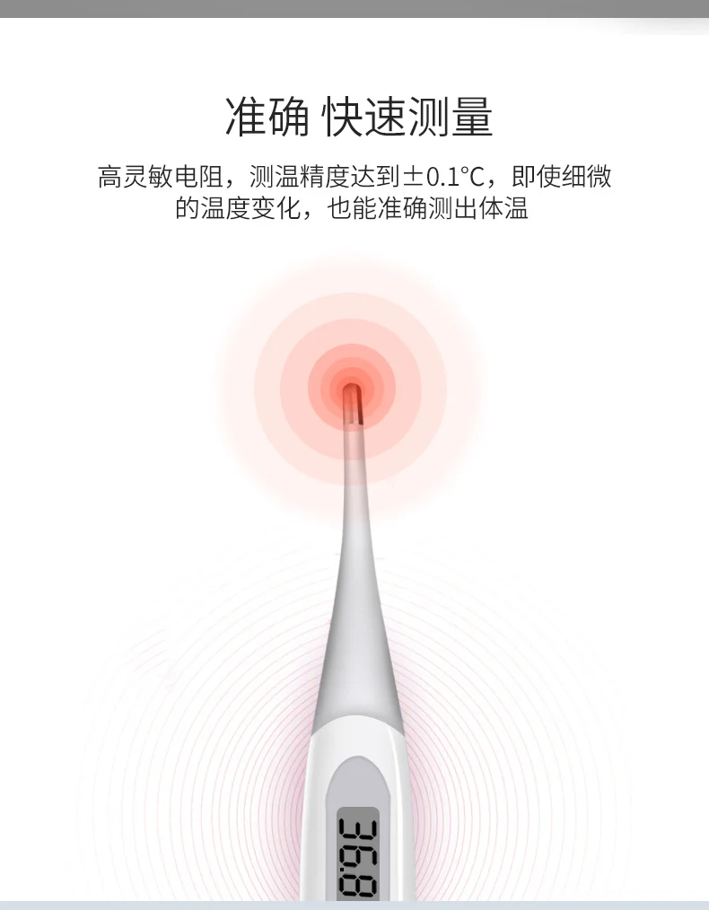 Youpin Yuwell High Sensitivity LED Medical Electric Thermometer Fever reminder MouthUnderarm Soft Head Thermometer For Adult Baby Care (8)