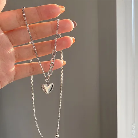 Black Heart Necklace French Metal Love Clavicle Chain Korean Simple Female Short Pendanklace Female Short Pendant for Women