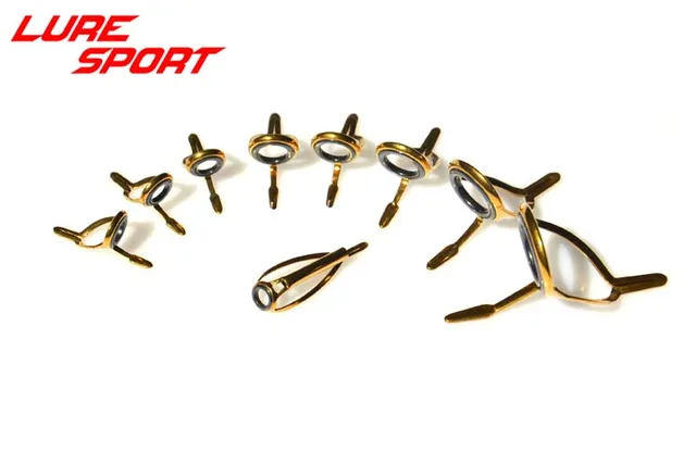 LureSport 9pcs Guide set KW20 KW12 guide MN6 Top Gold Steel frame