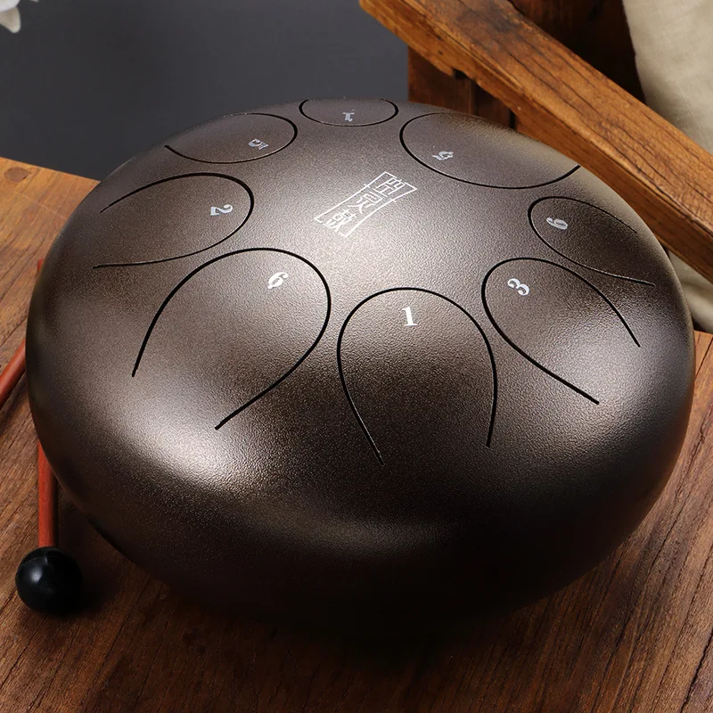 Drop shipping 10 inch 8 note Steel Tongue Drum Metal Handpan Drum Percussion Instruments Yoga Pan with Drumstick