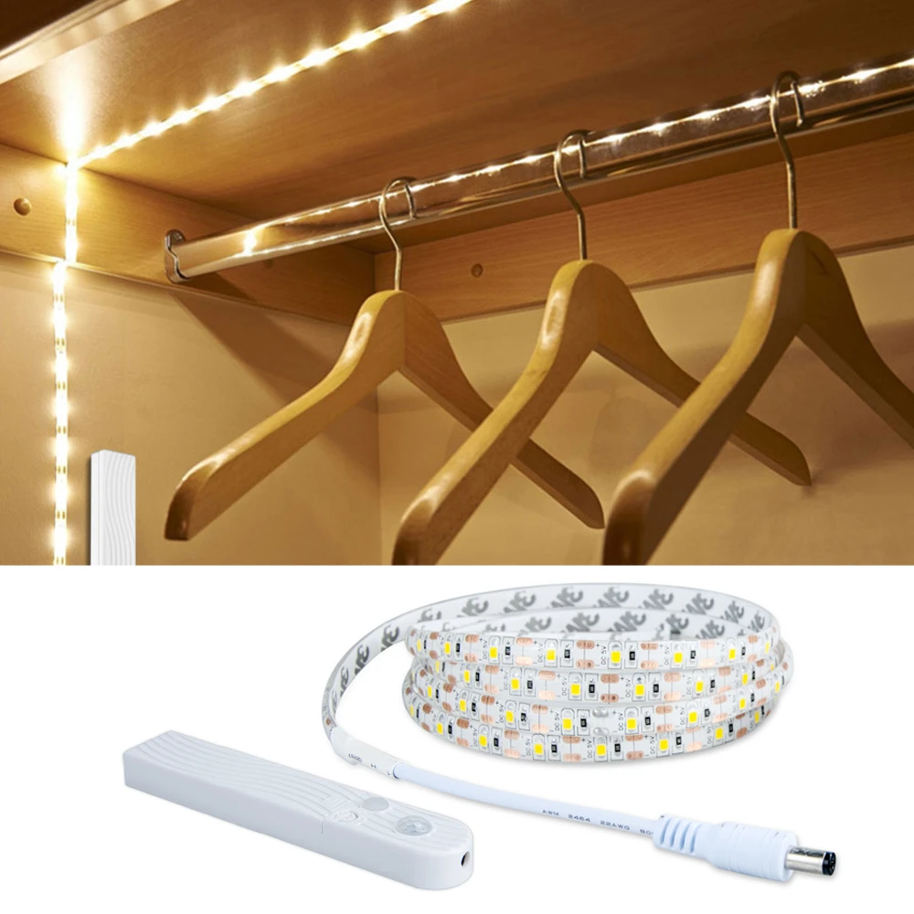 pir hareket sensorlu led dolap alti isigi mutfak dolabi icin smd 2835 aaa pilli led serit gece lambasi basucu lambasi under cabinet lights aliexpress