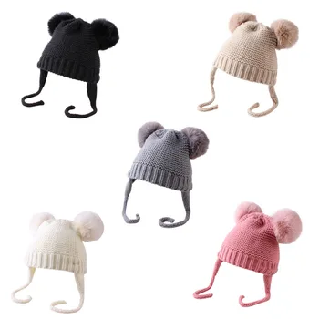 

Cute Baby Knitted Cap Baby Hat Pompon Winter Children Hat For Girls Boys Casual Solid Color Girls Hat Baby Beanies