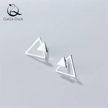 

New Simple Popular Geometry 925 Sterling Silver Fashion Jewelry Hollow Triangle Personality Stud Earrings E106