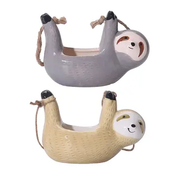

Nordic Wall Hanging Ceramic Vase Sloth Flower Pot Scindapsus Chlorophytum Potted Plant Animal Flower Pot Home Garden Decoration
