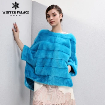 

Casual Natural Real Mink Fur Coat Women Winter Mink Fur Short Cloak Free Size O-Neck Mink Fur Jacket Women Real Fur Coat