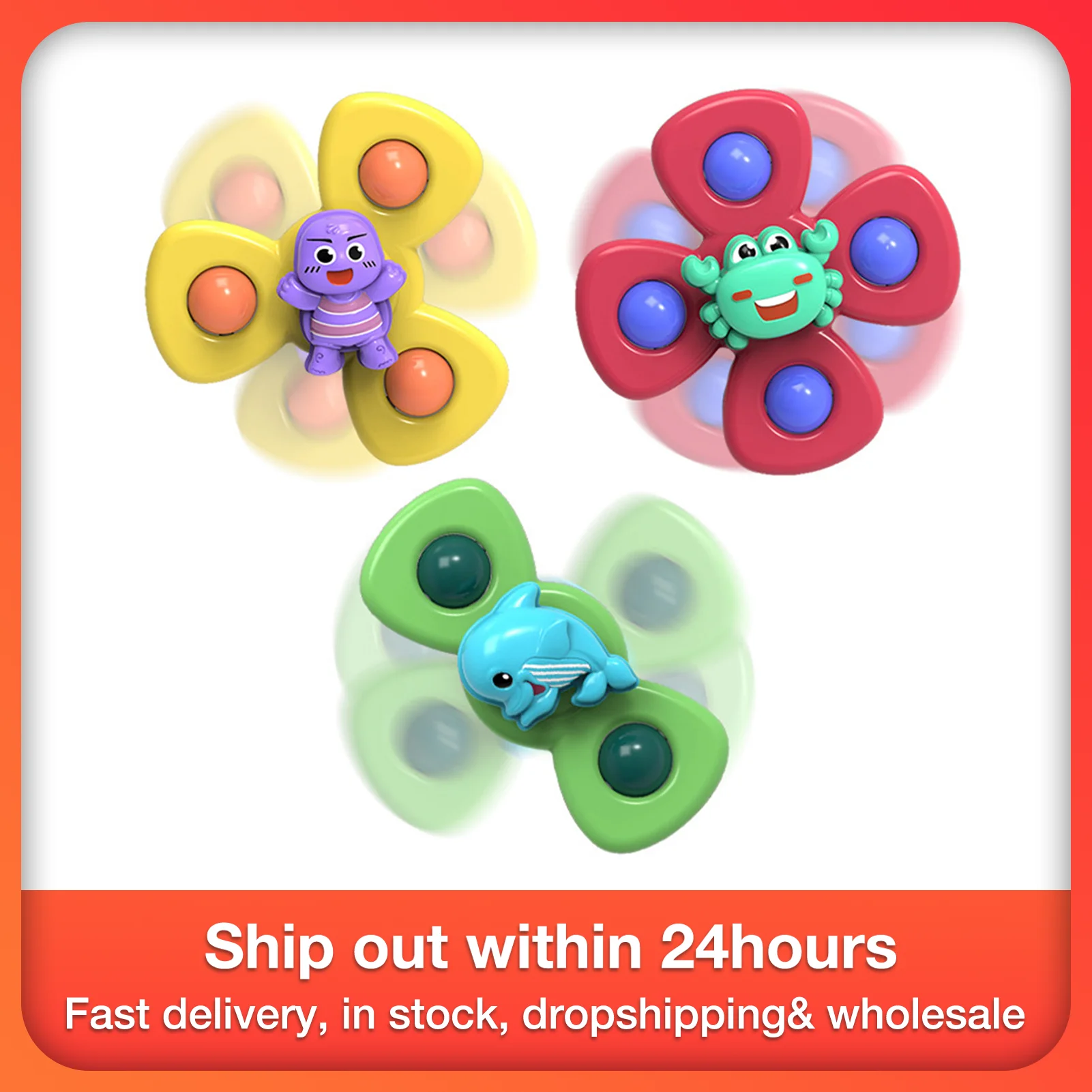 Spinner giratorio 3 en 1 para niños, juguete de baño con ventosa, con dibujos de cangrejo, Tortuga, juguetes para bebés