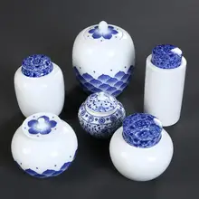 9 Kinds Tea Box Caddies Blue And White Porcelain Tea Tin Can Storage Tea Caddy Theedoos Seal Storage Box Round Cans Canister