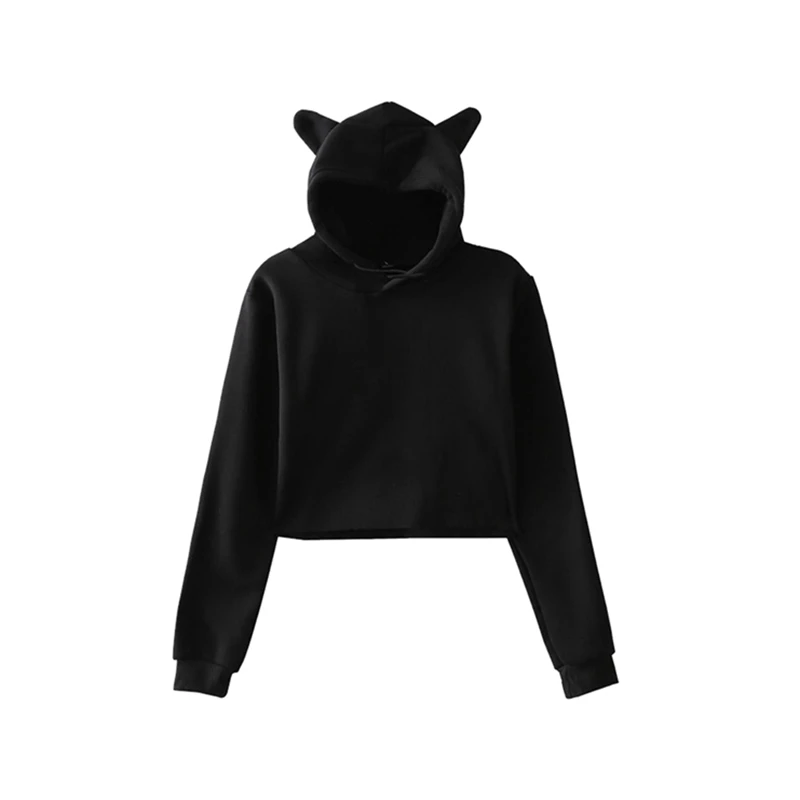 

HEFLASHOR 2019 Hot Sale Print Cat Hoodies For Women Summer Pop Hoodies Sweatshirt Sexy K-pop Cat Hooded Harajuku Plus Size
