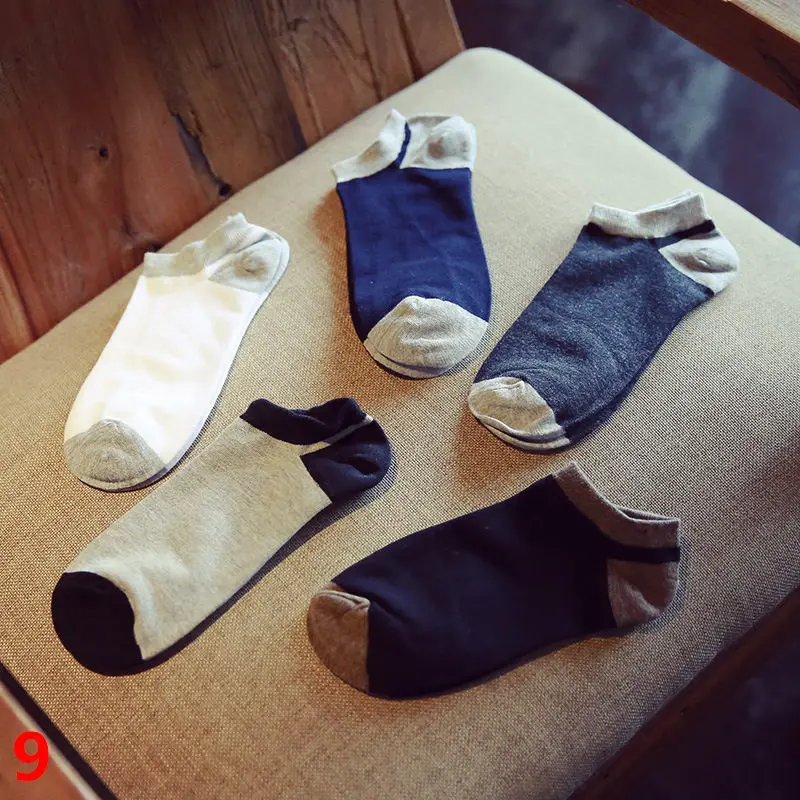 10 штук = 5 пар мужских носков все виды модных носков мужские хлопковые носки в полоску носки-лодочки четыре сезона весна и осень m - Цвет: 5 pairs