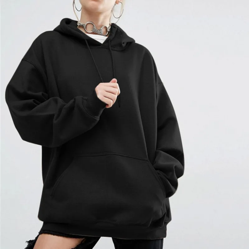 2019 Women Streetwear Tie Collar Sweatshirt Hoodies Black Grey Red Solid Women Pullover Sweatsuit