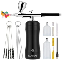 Atualizado 0.3mm bico airbrush kit pistola de pintura com compressor de ar diy maquiagem modelo coloração da arte do prego pistola de aerógrafo