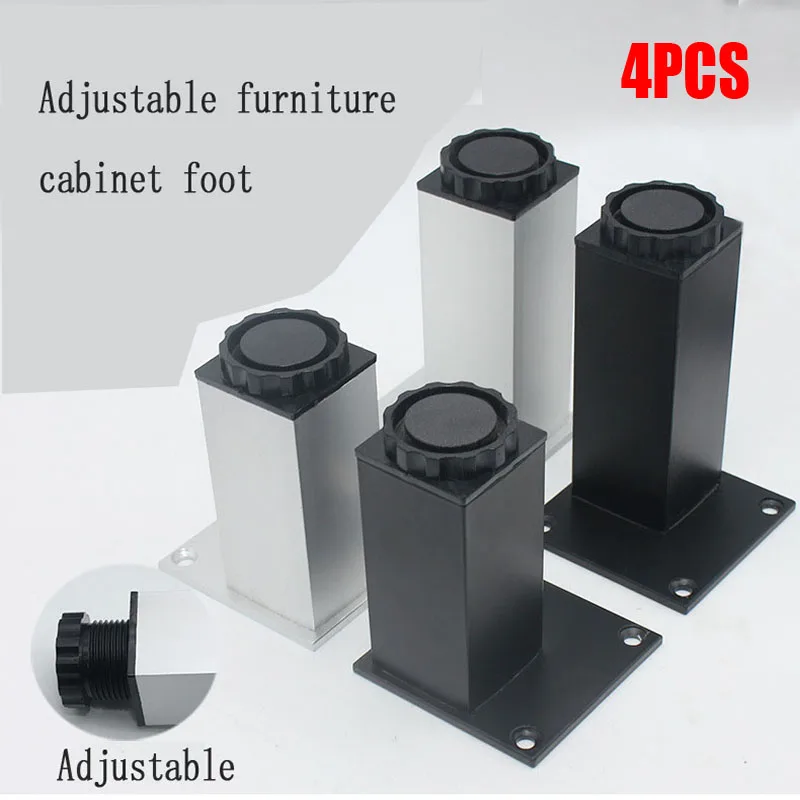 

4PCS Adjustable Cabinet Feet Aluminium Alloy Metal Furniture Legs For Sofa Refrigerator Cabinet ABS Material Foot Pad Lift Table