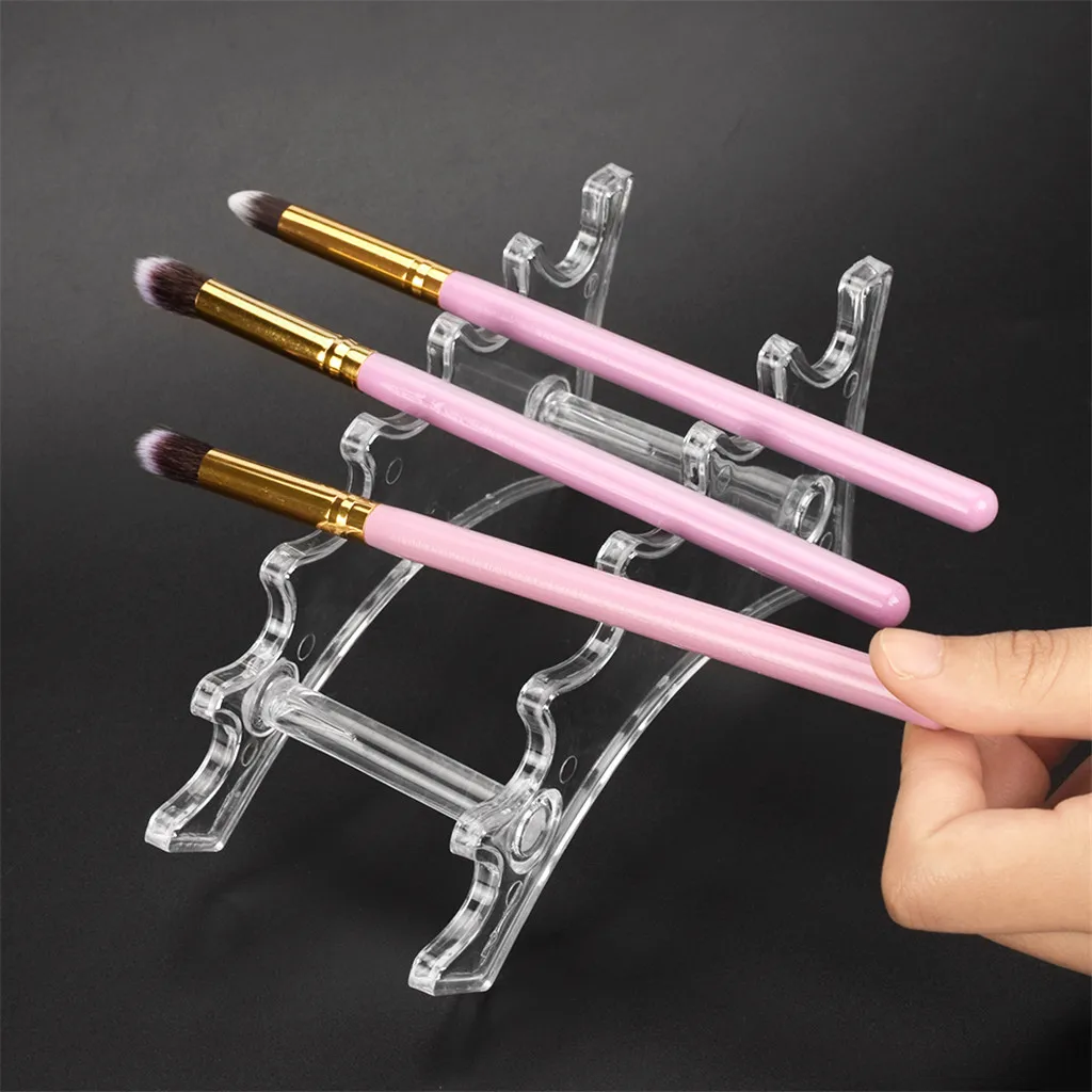 Acrylic 6-Tier Makeup Brushes Drying Rack Storage Display Bracket Shelf Holder for Makeup Brush Set, Clear or Black
