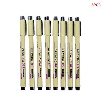 

6/7/8/9pcs Black Technical Graphic Fine Hook Line Painting Drawing Pen Sketch Q6PA