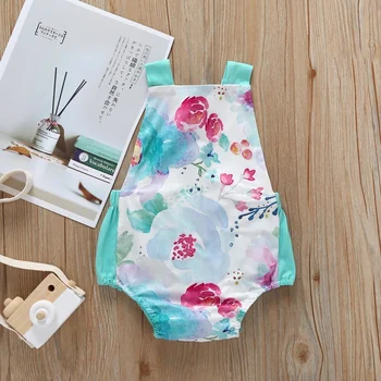 

Newborn Baby Clothes Sleeveless Girl Clothes Casual Cotton Baby Rompers Bebe Costumes Summer Lively Green Floral Infant Romper