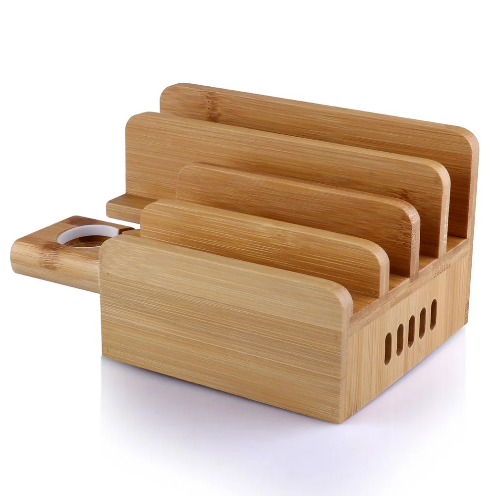

Multi USB Home Bracket Office Bamboo Charging Stand Dock Desktop Station For Phone Tablet Portable Practical Eco-friendly Holder