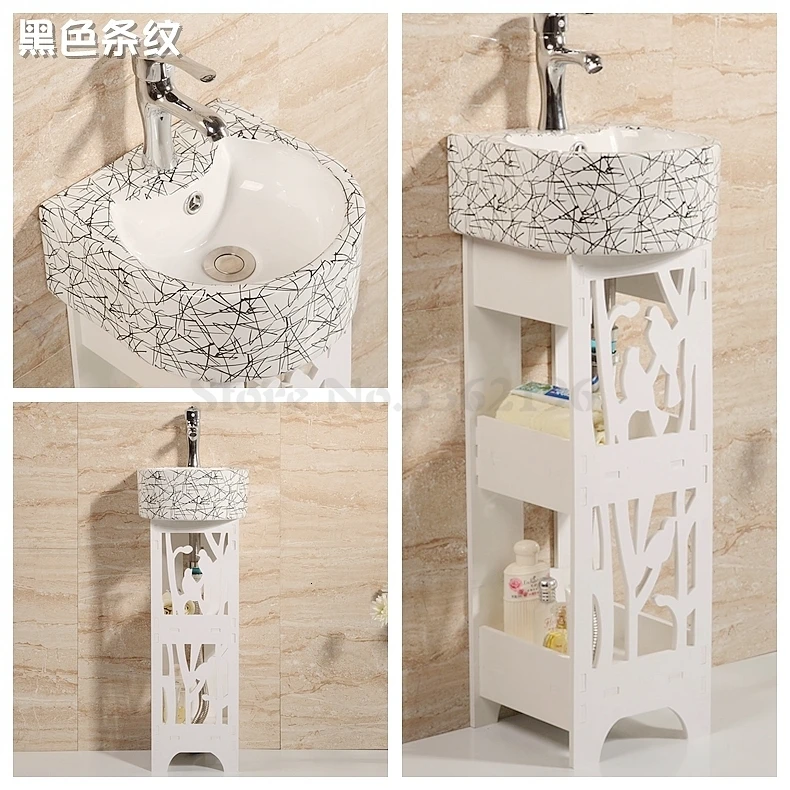 Taiwan Basin One Small Balcony Wash Basin Small Family Ceramic Floor-to-ceiling Wash Basin Bathroom Corner Hanging Basin