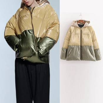 

2019 winter warm women's jacket Hooded Ladies Coat thicken Coats Parka oversize splice coat female winter thick women outwear