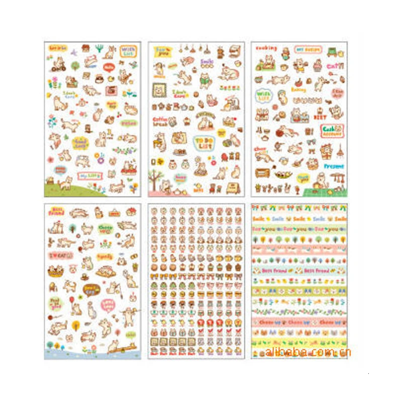 

A39 Fashion Ideas SSBA Cute Cat Diary Book Sticker Set (6 sheets)