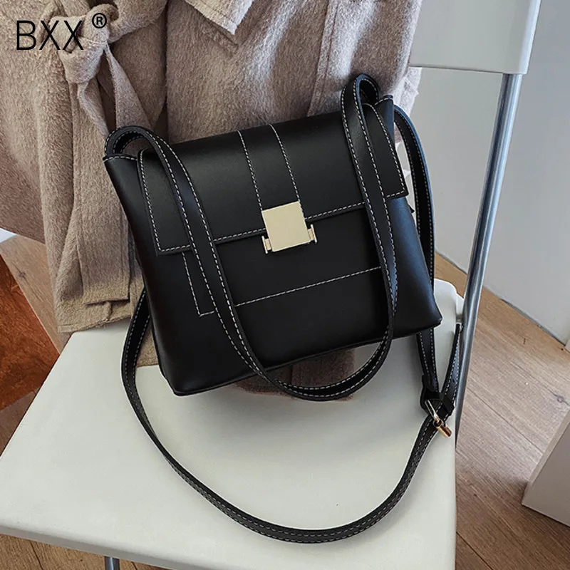 

[BXX] Vintage PU Leather Crossbody Bags For Women 2020 Brand Design Quality Shoulder Messenger Bags Female Travel Handbags HK272
