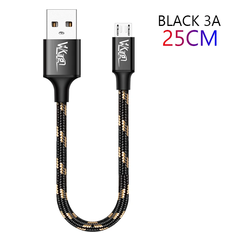 VVKing Micro USB кабель 2.4A нейлон Быстрая зарядка USB кабель для передачи данных для samsung Xiaomi LG планшет Android мобильный телефон usb зарядный шнур - Тип штекера: Black-25CM