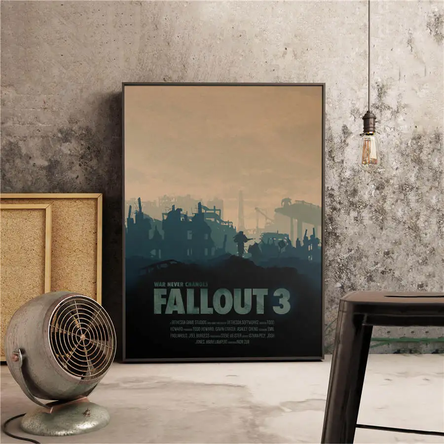 Fallout 3 4 игровой плакат Классический рисунок настенное Искусство Наклейка бумага для поделок в стиле ретро Античная живопись кафе, бар, паб домашний декор 42x30 см