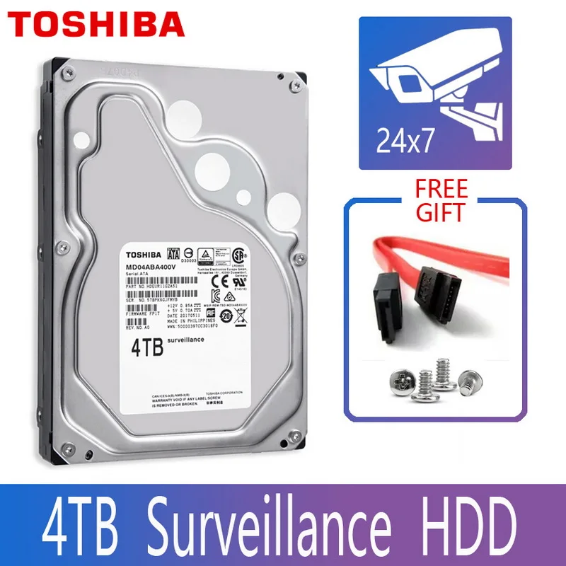 TOSHIBA 4 ТБ жесткий диск видеонаблюдения DVR NVR CCTV монитор HDD HD Внутренний SATA III 6 ГБ/сек.