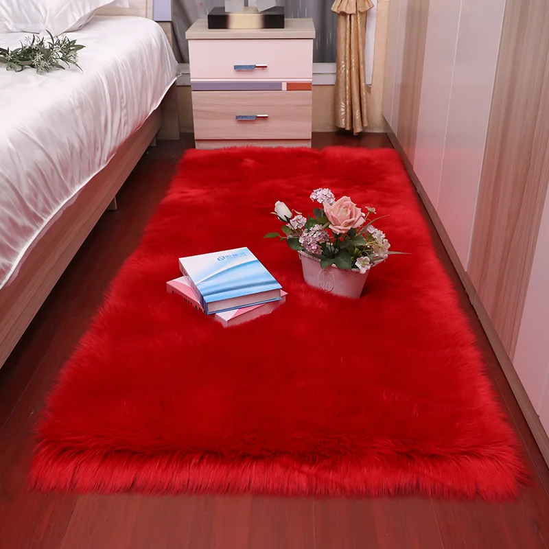 Плюшевый мягкий Европейский ковер для спальни, имитация шерсти, Подушечка для длинных волос, прикроватная оконная подушка, подушка для дивана, белый красный ковер для окна