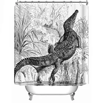 

Crocodile Waterproof Shower Curtain,172537,79''L x 71''W