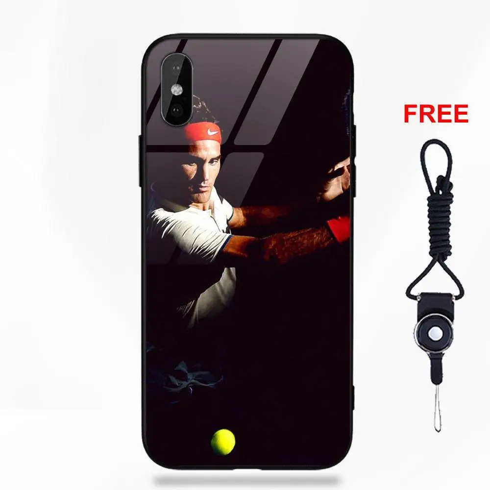 Omdnwd № 1 теннис Roger Federer с принтом для Apple IPhone X XS Max XR 5 5C 5S SE 6 6S 7 8 плюс мягкий ТПУ оправа закаленное стекло Лидер продаж