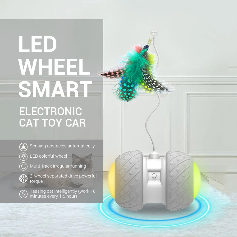 Smart Electronic font b Pet b font Cat Toy Automatic Sensing Obstacle Wheel Rechargeable Colorful LED