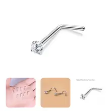 

1Pc Nose Stud Trendy Unfading Corrosion Resistant Shining Cubic Zirconia Nose Hoop for Club Nose Ring Nose Piercing