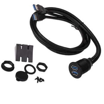 

Car Boat Motorcycle Flush Mount Dashboard Panel Dual USB 3.0 Extender Cable