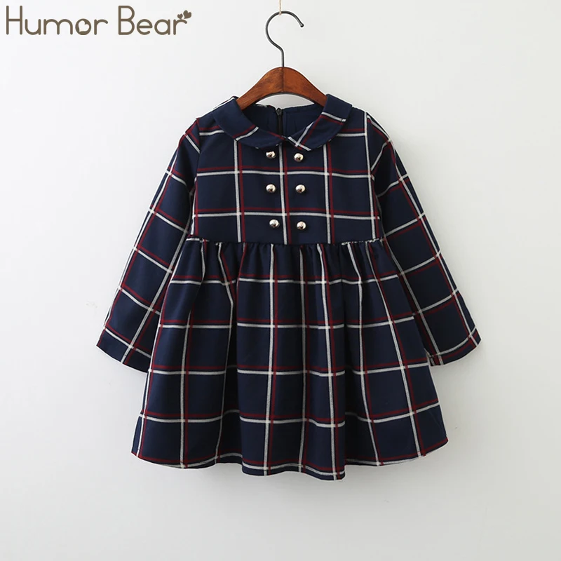 Humor Bear/платья для девочек; коллекция года; сезон весна-осень; новое милое черно-белое платье для девочек; детская одежда; одежда для маленьких девочек