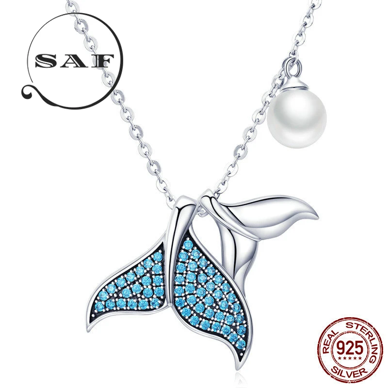 

Premium Pearl Pendant Necklace Mermaid S925 Sterling Silver Necklace Ocean Fishtail Pendant Necklace Original Innovative