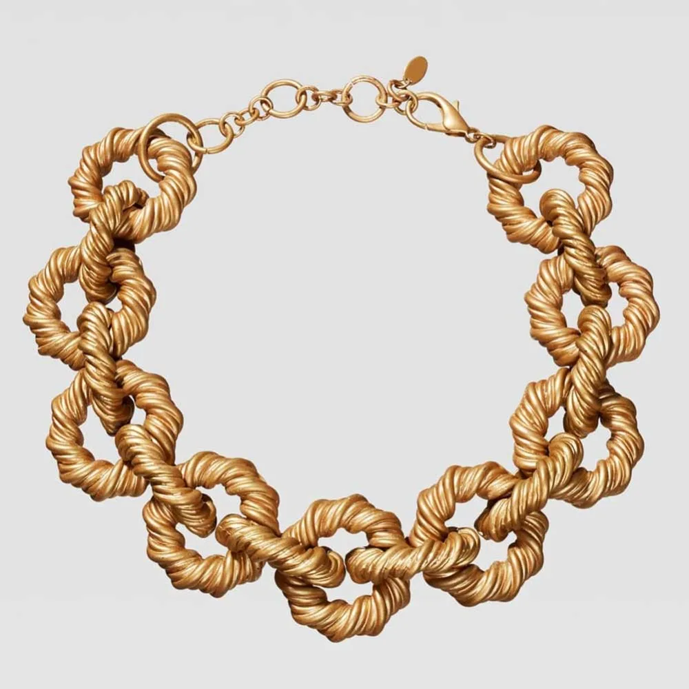 Girlgo ZA винтажное панк Золотое металлическое ожерелье-чокер для женщин Трендовое милое ограниченное ожерелье Макси-звено массивное ювелирное изделие подарки