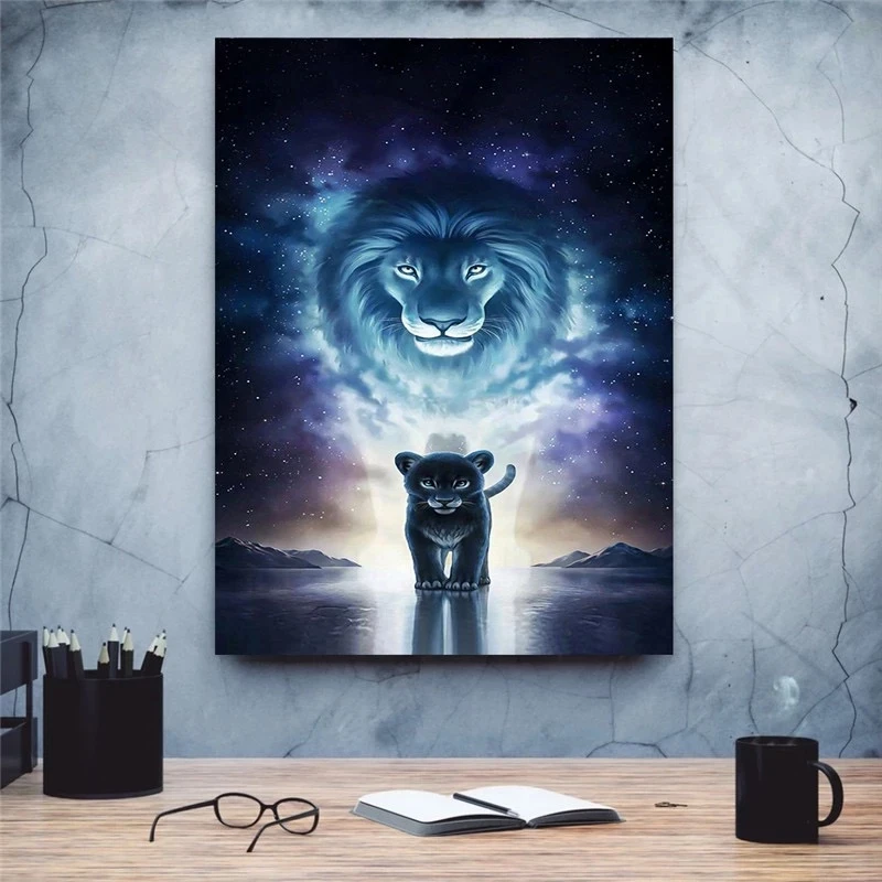 

Wall Art Canvas Painting Posters Cartoon Lion Tableau Decoration Mural Animal Print Plakaty Na Sciane Canvas Prints Tuinposter