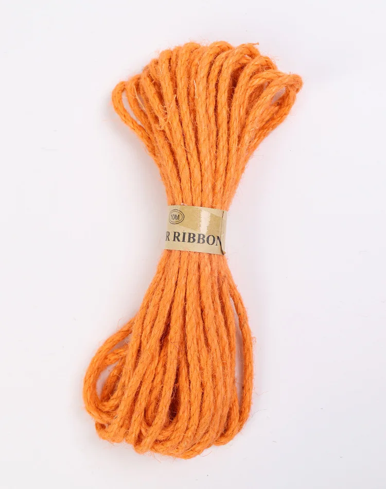 10 м 6 мм веревки из натурального джута шпагат пеньковый витой шнур макраме струна сделай сам, поделки ручной работы украшения подарочная упаковка аксессуары - Цвет: orange