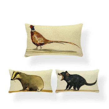 

Luxury Cushion Cover Anime Lizard Cattle Cockerel Pheasant Toucan Squirrel Chameleon Pillow 30*50Cm Polyester Rectangle Pillow
